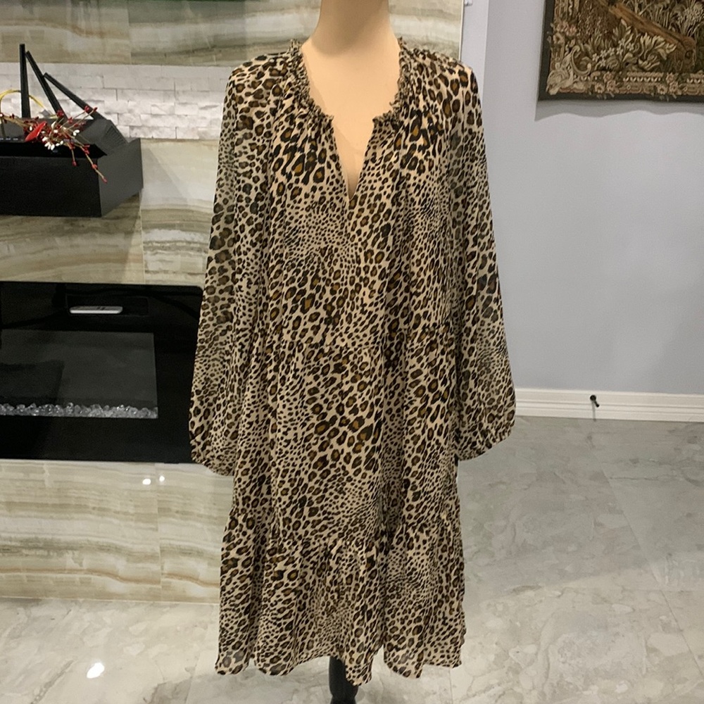 Leopard Print Maxi Dress - Neutral Safari Print